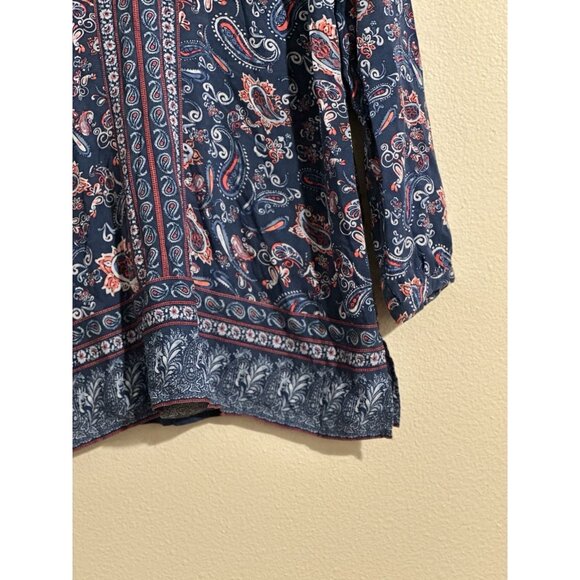 J Jill Womens Tunic Top Size XS Blue Paisley Floral Western Boho Coastal 18583 - Picture 4 of 14